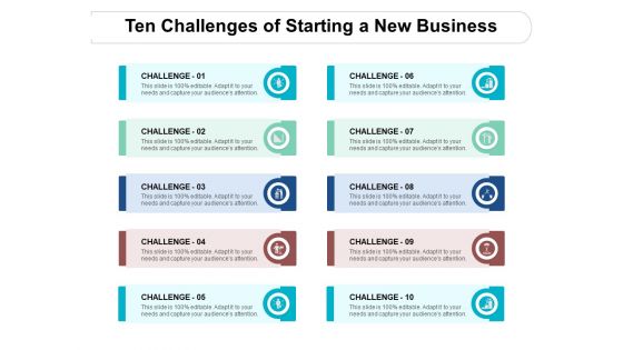 Ten Challenges Of Starting A New Business Ppt PowerPoint Presentation Infographic Template Example 2015