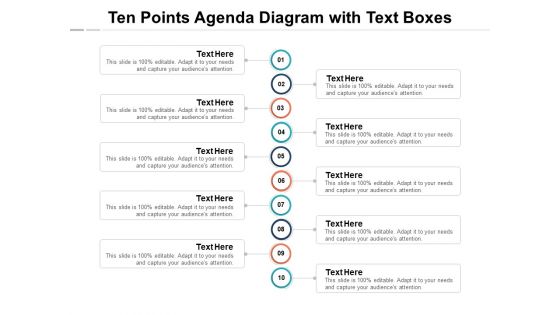 Ten Points Agenda Diagram With Text Boxes Ppt PowerPoint Presentation File Diagrams