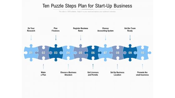 Ten Puzzle Steps Plan For Start Up Business Ppt PowerPoint Presentation Styles Example File