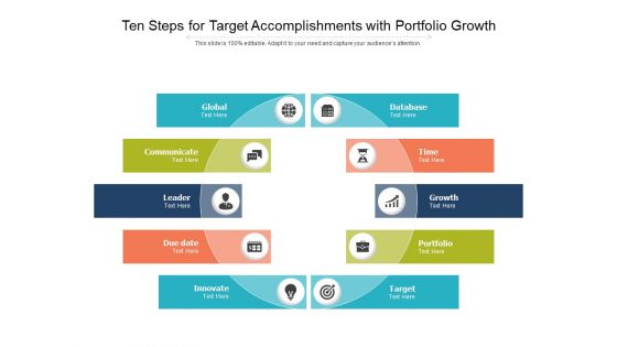 Ten Steps For Target Accomplishments With Portfolio Growth Ppt PowerPoint Presentation Icon Vector PDF