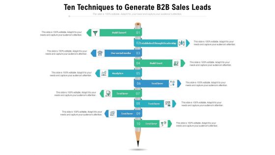 Ten Techniques To Generate B2B Sales Leads Ppt PowerPoint Presentation Icon Good PDF