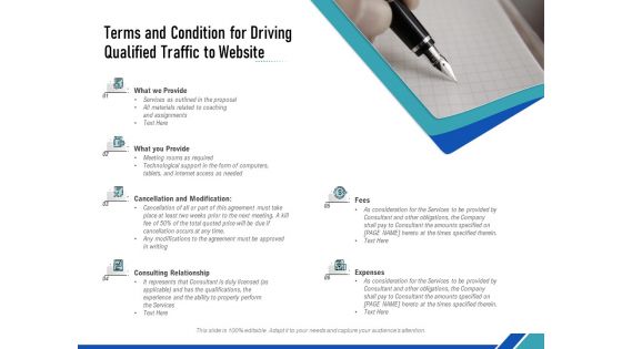 Terms And Condition For Driving Qualified Traffic To Website Ppt Ideas Gridlines PDF