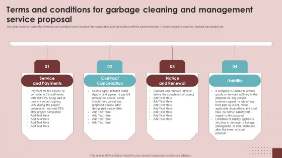 Terms And Conditions For Garbage Cleaning And Management Service Proposal Portrait PDF