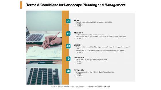 Terms And Conditions For Landscape Planning And Management Ppt PowerPoint Presentation Inspiration Master Slide
