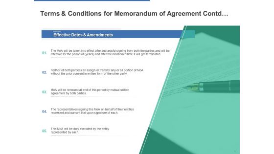 Terms And Conditions For Memorandum Of Agreement Contd Ppt PowerPoint Presentation Portfolio Sample