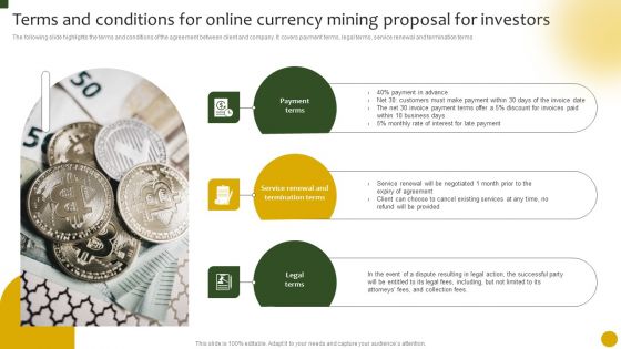 Terms And Conditions For Online Currency Mining Proposal For Investors Ppt Portfolio Professional PDF Terms And Conditions For Online Currency Mining Proposal For Investors Ppt Portfolio Professional PDF