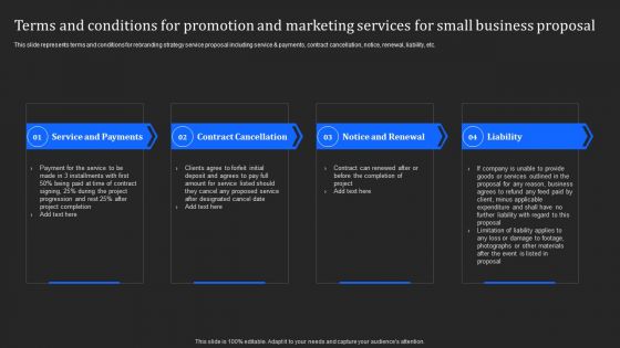 Terms And Conditions For Promotion And Marketing Services For Small Business Proposal Download PDF