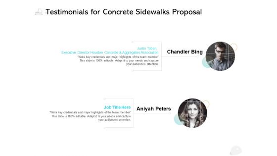Testimonials For Concrete Sidewalks Proposal Ppt PowerPoint Presentation Model Graphics Download