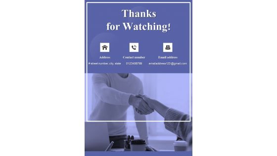 Thanks For Watching Big Analytics Project Proposal One Pager Sample Example Document