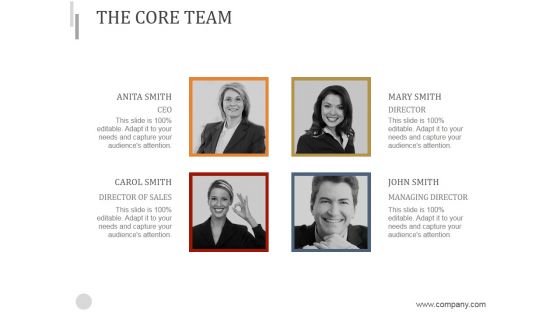 The Core Team Ppt PowerPoint Presentation Visual Aids