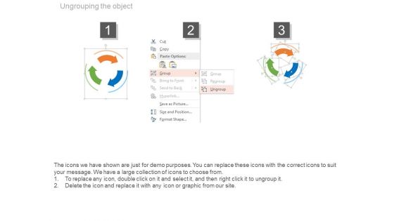 Three Arrows Cycles Process Chart Powerpoint Slides