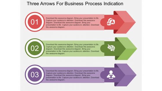 Three Arrows For Business Process Indication Powerpoint Template
