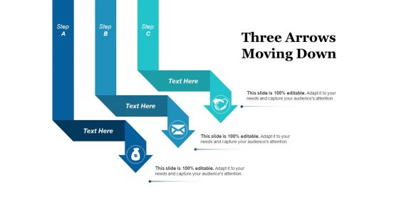 Three Arrows Moving Down Ppt PowerPoint Presentation Slides Influencers