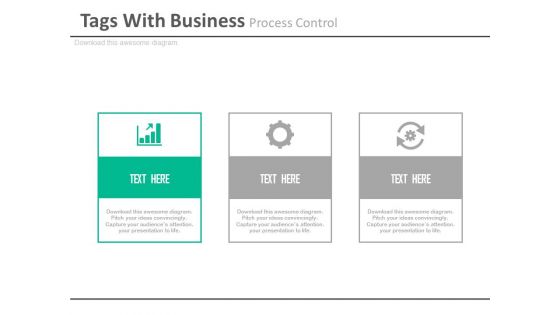 Three Banners With Process Control Icons Powerpoint Slides