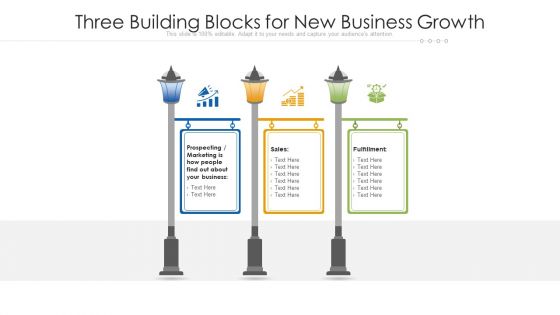 Three Building Blocks For New Business Growth Ppt PowerPoint Presentation Gallery Guide PDF