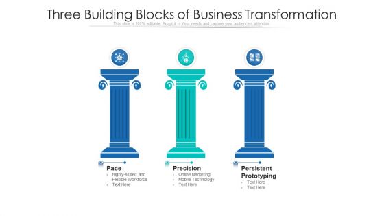 Three Building Blocks Of Business Transformation Ppt PowerPoint Presentation Gallery Slide Download PDF