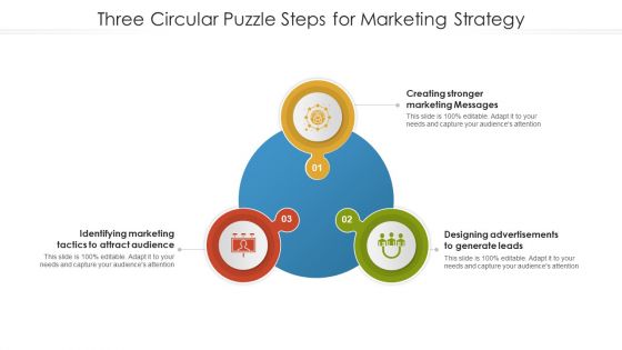 Three Circular Puzzle Steps For Marketing Strategy Mockup PDF