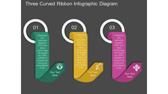 Three Curved Ribbon Infographic Diagram Powerpoint Template Three Curved Ribbon Infographic Diagram Powerpoint Template