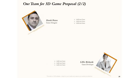 Three Dimensional Games Proposal Ppt PowerPoint Presentation Complete Deck With Slides