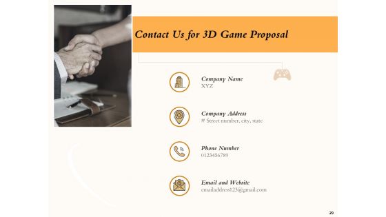 Three Dimensional Games Proposal Ppt PowerPoint Presentation Complete Deck With Slides