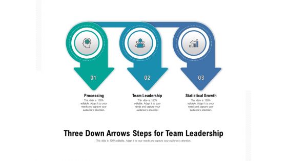 Three Down Arrows Steps For Team Leadership Ppt PowerPoint Presentation Icon Diagrams PDF