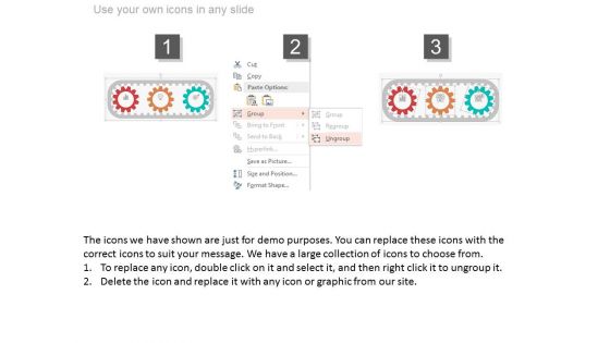 Three Gears Steps For Innovative Process Powerpoint Template
