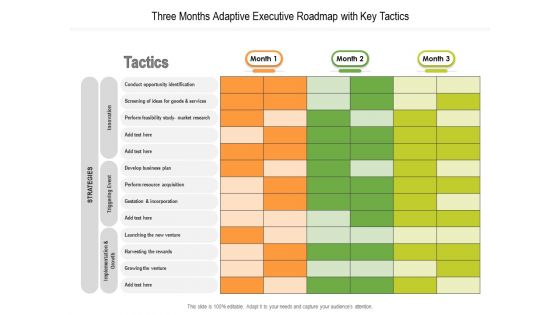 Three Months Adaptive Executive Roadmap With Key Tactics Themes Three Months Adaptive Executive Roadmap With Key Tactics Themes