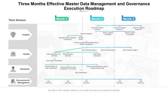 Three Months Effective Master Data Management And Governance Execution Roadmap Diagrams