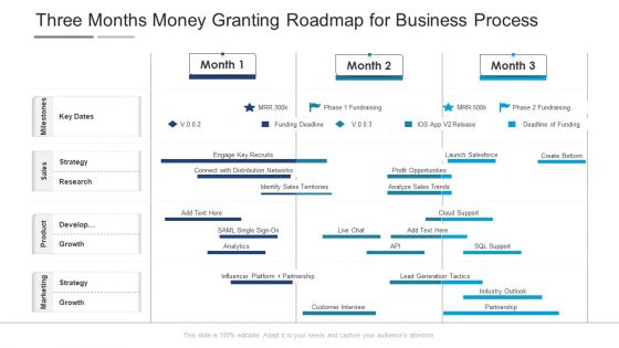 Three Months Money Granting Roadmap For Business Process Ideas Three Months Money Granting Roadmap For Business Process Ideas