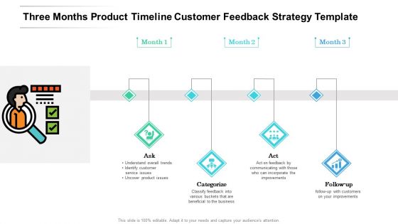Three Months Product Timeline Customer Feedback Strategy Template Ideas