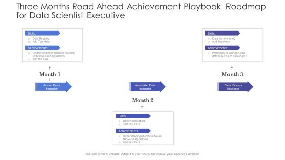 Three Months Road Ahead Achievement Playbook Roadmap For Data Scientist Executive Demonstration