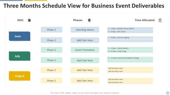 Three Months Schedule View Ppt PowerPoint Presentation Complete Deck With Slides
