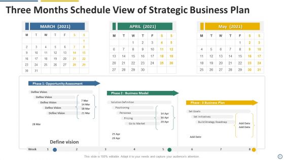 Three Months Schedule View Ppt PowerPoint Presentation Complete Deck With Slides