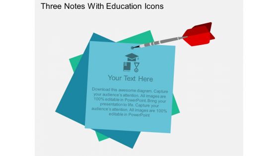 Three Notes With Education Icons Powerpoint Template