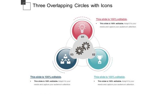 Three Overlapping Circles With Icons Ppt PowerPoint Presentation Styles Influencers PDF