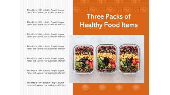 Three Packs Of Healthy Food Items Ppt PowerPoint Presentation Pictures Elements PDF