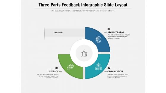 Three Parts Feedback Infographic Slide Layout Ppt PowerPoint Presentation Gallery Pictures PDF