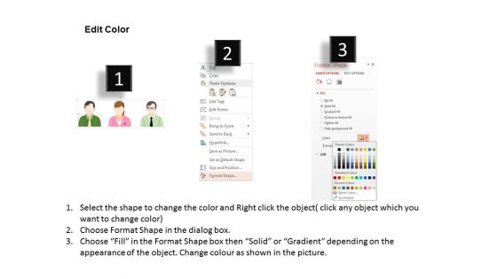 Three People And Tags Diagram Powerpoint Template