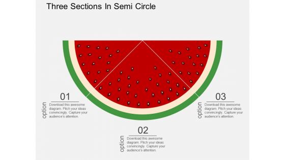 Three Sections In Semi Circle Powerpoint Template