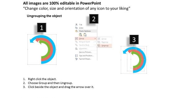 Three Semicircular Arrows Process Diagram Powerpoint Templates