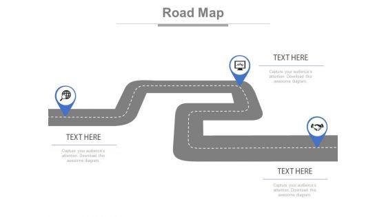 Three Staged Business Roadmap Diagram Powerpoint Slides