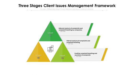 Three Stages Client Issues Management Framework Ppt PowerPoint Presentation File Inspiration PDF