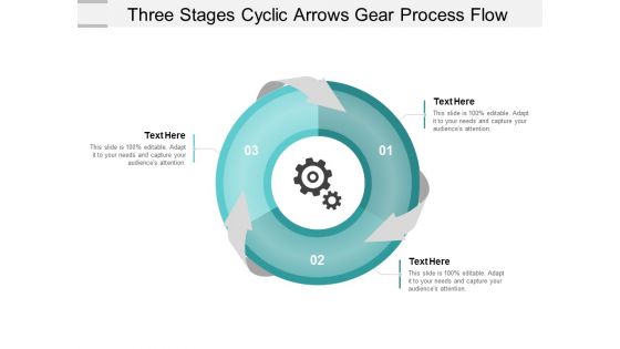 Three Stages Cyclic Arrows Gear Process Flow Ppt Powerpoint Presentation Gallery Graphics Design