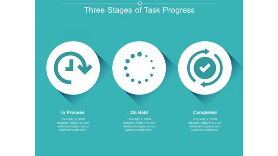Three Stages Of Task Progress Ppt PowerPoint Presentation Infographics Graphics Example