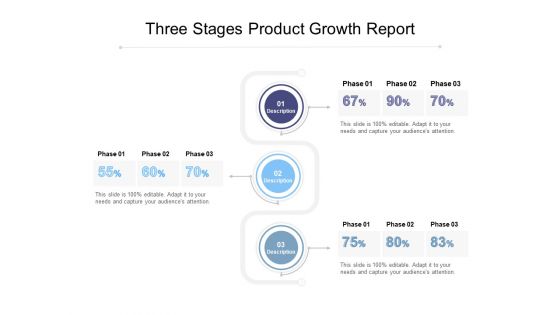 Three Stages Product Growth Report Ppt PowerPoint Presentation Outline Gridlines