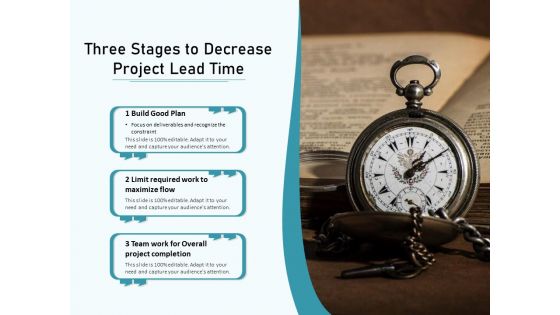 Three Stages To Decrease Project Lead Time Ppt PowerPoint Presentation Icon Display PDF