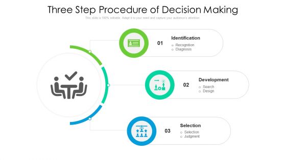 Three Step Procedure Of Decision Making Ppt PowerPoint Presentation File Templates PDF