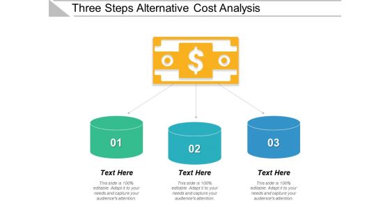 Three Steps Alternative Cost Analysis Ppt PowerPoint Presentation Show Gridlines PDF