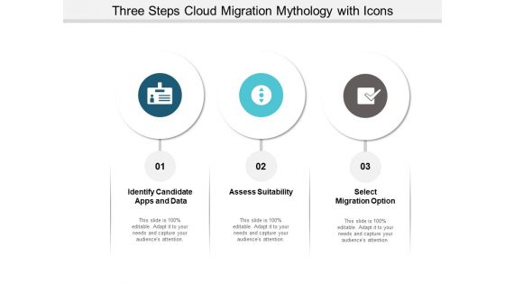 Three Steps Cloud Migration Mythology With Icons Ppt PowerPoint Presentation Professional Elements