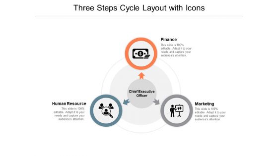 Three Steps Cycle Layout With Icons Ppt PowerPoint Presentation Ideas Gallery